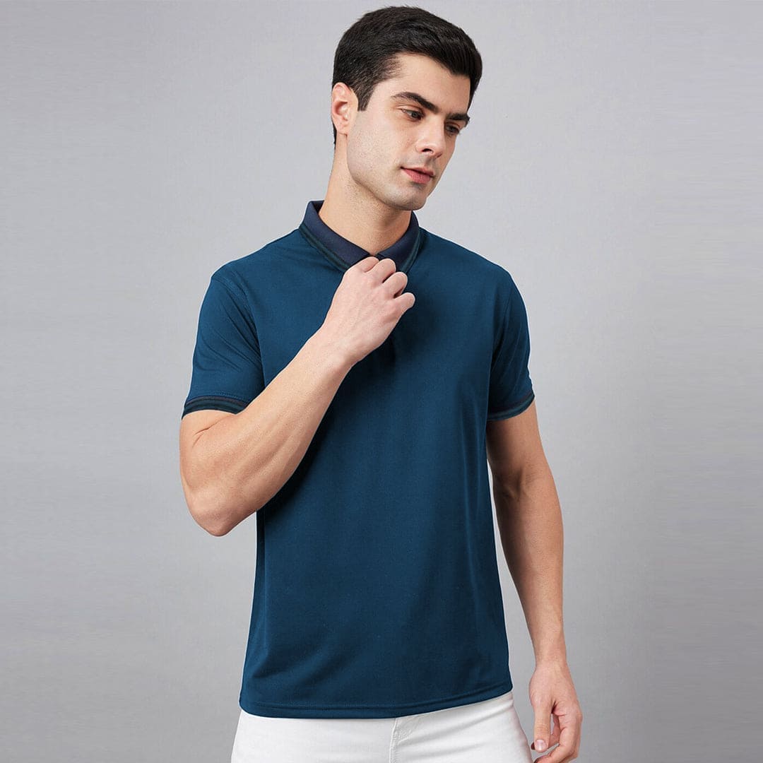 Men's Premium Knitted Zipper Polo Shirt Breathable Muscle Fit Top main image 1