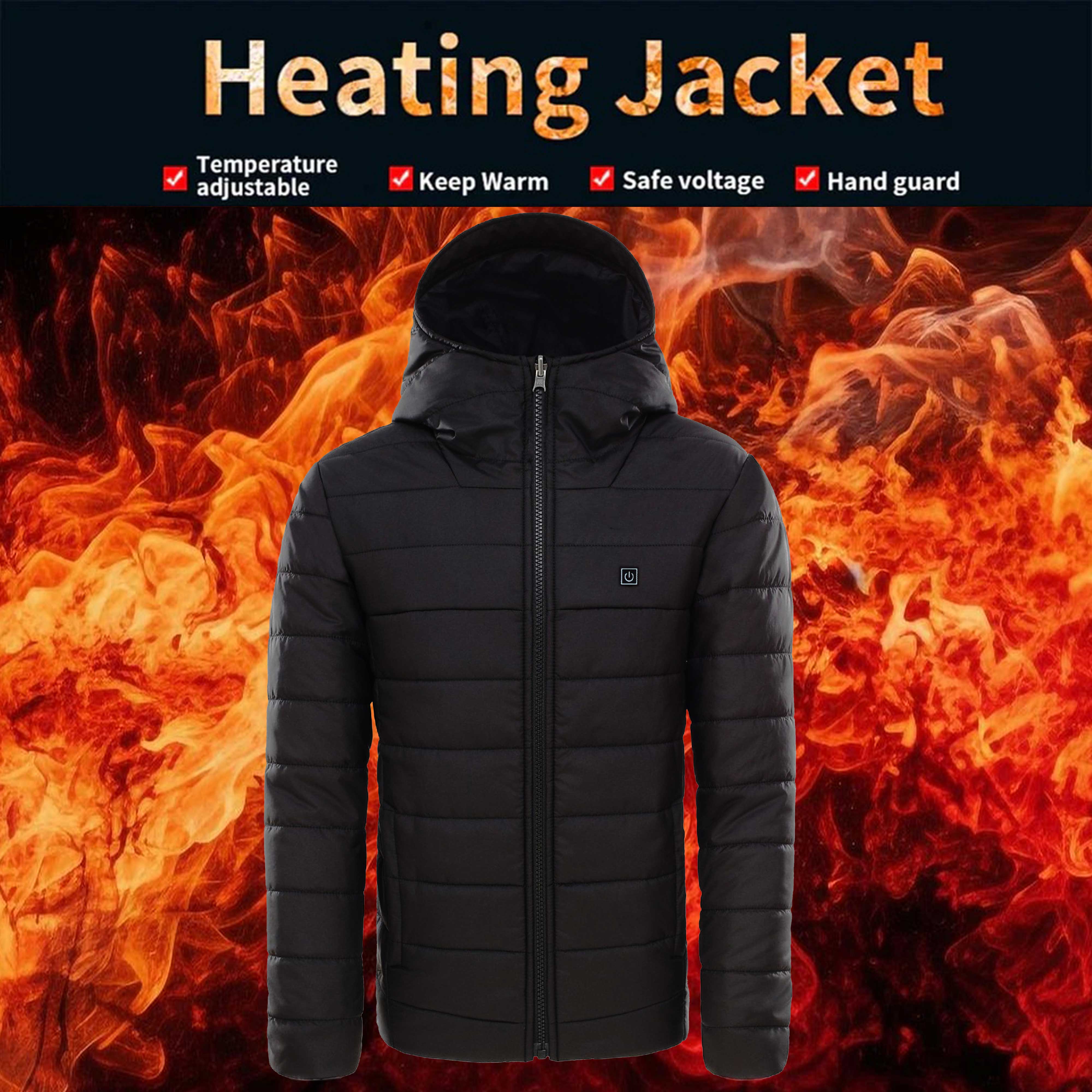 17 Areas Heated Jacket Usb Electric Heating Jacket Smart Thermostat Hooded  Heated Clothing Waterproof Winter Warm Padded Coat
