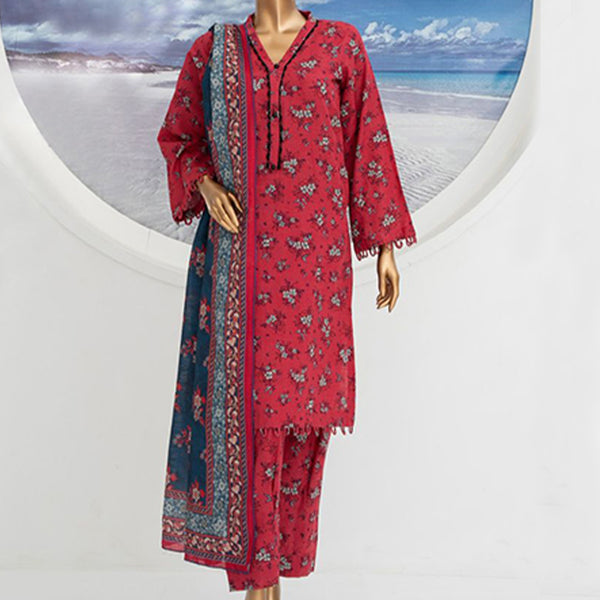 3pc Printed Unstitched Premium Khaddar Ladies Suit 002-A