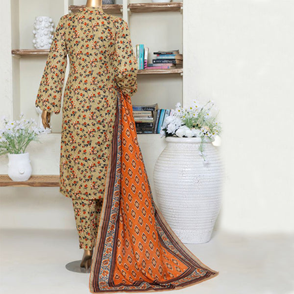 3pc Printed Unstitched Premium Khaddar Ladies Suit 005-C