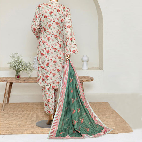 3pc Printed Unstitched Premium Khaddar Ladies Suit 007-B