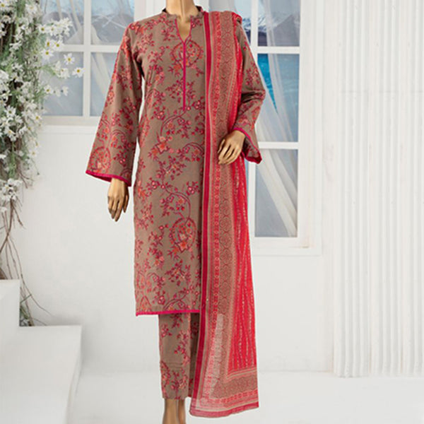 3pc Printed Unstitched Premium Khaddar Ladies Suit 008-A