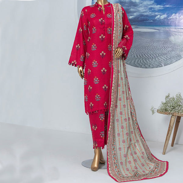 3pc Printed Unstitched Premium Khaddar Ladies Suit 009-B