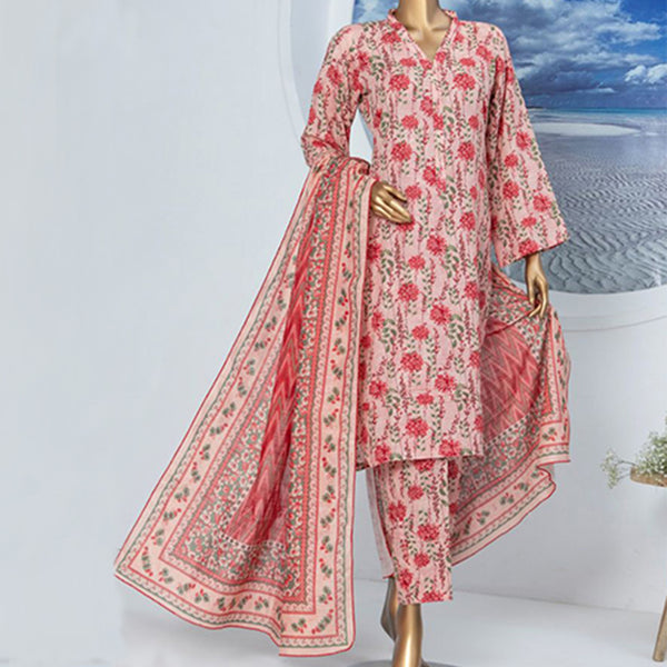 3pc Printed Unstitched Premium Khaddar Ladies Suit 010-A