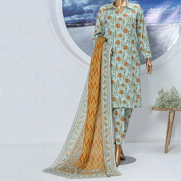 3pc Printed Unstitched Premium Khaddar Ladies Suit 010-B