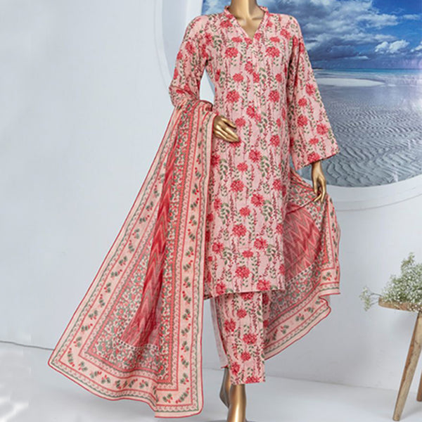 3pc Printed Unstitched Premium Khaddar Ladies Suit 010-C