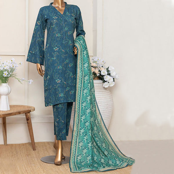 3pc Printed Unstitched Premium Khaddar Ladies Suit 011-A