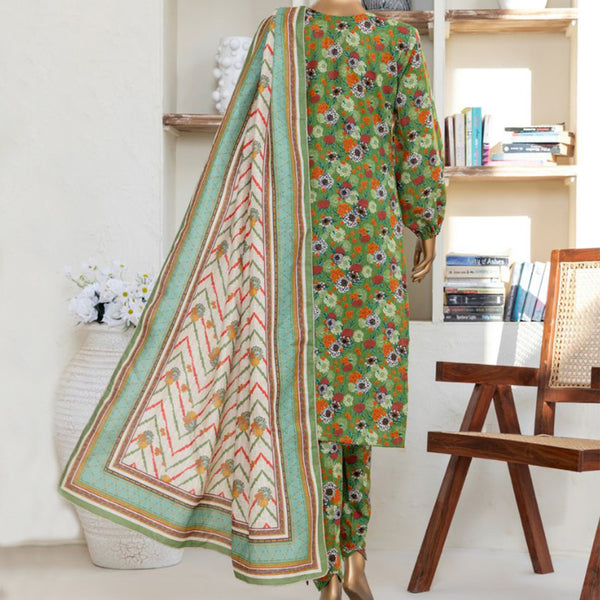 3pc Printed Unstitched Premium Khaddar Ladies Suit 012-C