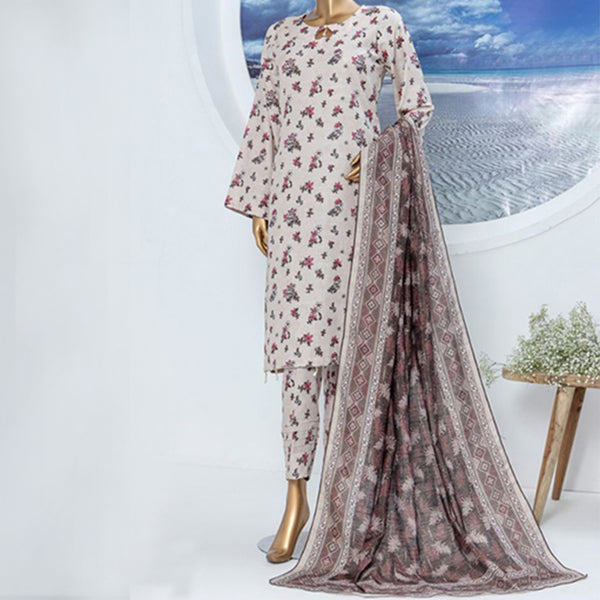 3pc Printed Unstitched Premium Khaddar Ladies Suit 015-A