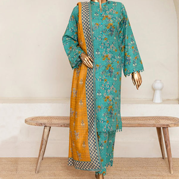 3pc Printed Unstitched Premium Khaddar Ladies Suit 019-C