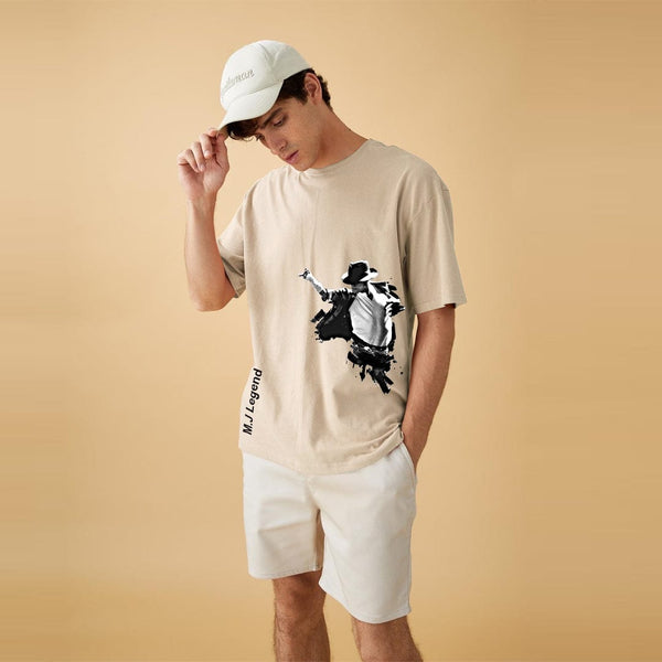 Jupiter Men's Oversized Off Shoulder M.J Legend Print Tee Shirt