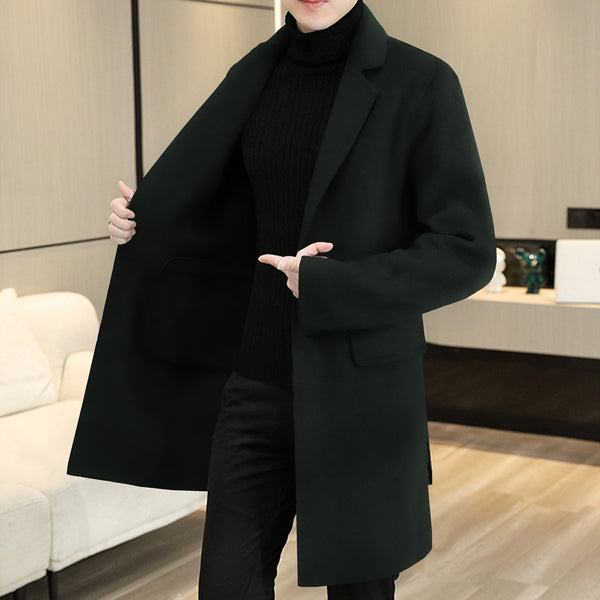 Imported Trendy Woolen Black Long Coat For Men