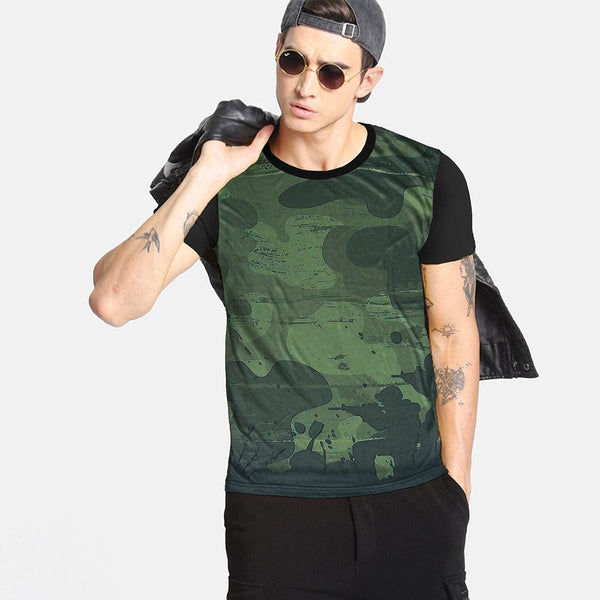 Moisture Wicking Cool Max Camo Contrast Sleeves Tee Shirt