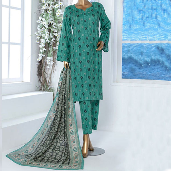 3pc Printed Unstitched Premium Khaddar Ladies Suit 016-C