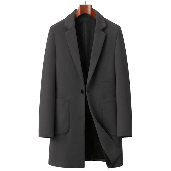 Imported Prime Gray Man Woolen Business Long Coat For Mens