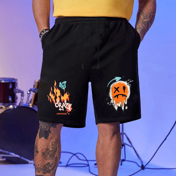 Jupiter Fire Emoji Graphic Men's Mix Terry Shorts Minor Fault