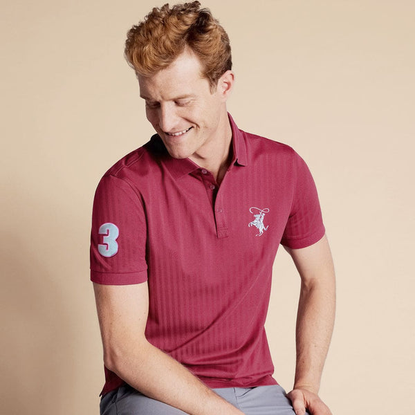 Textured Fabric Iconic Logo Cotton Polo For Men
