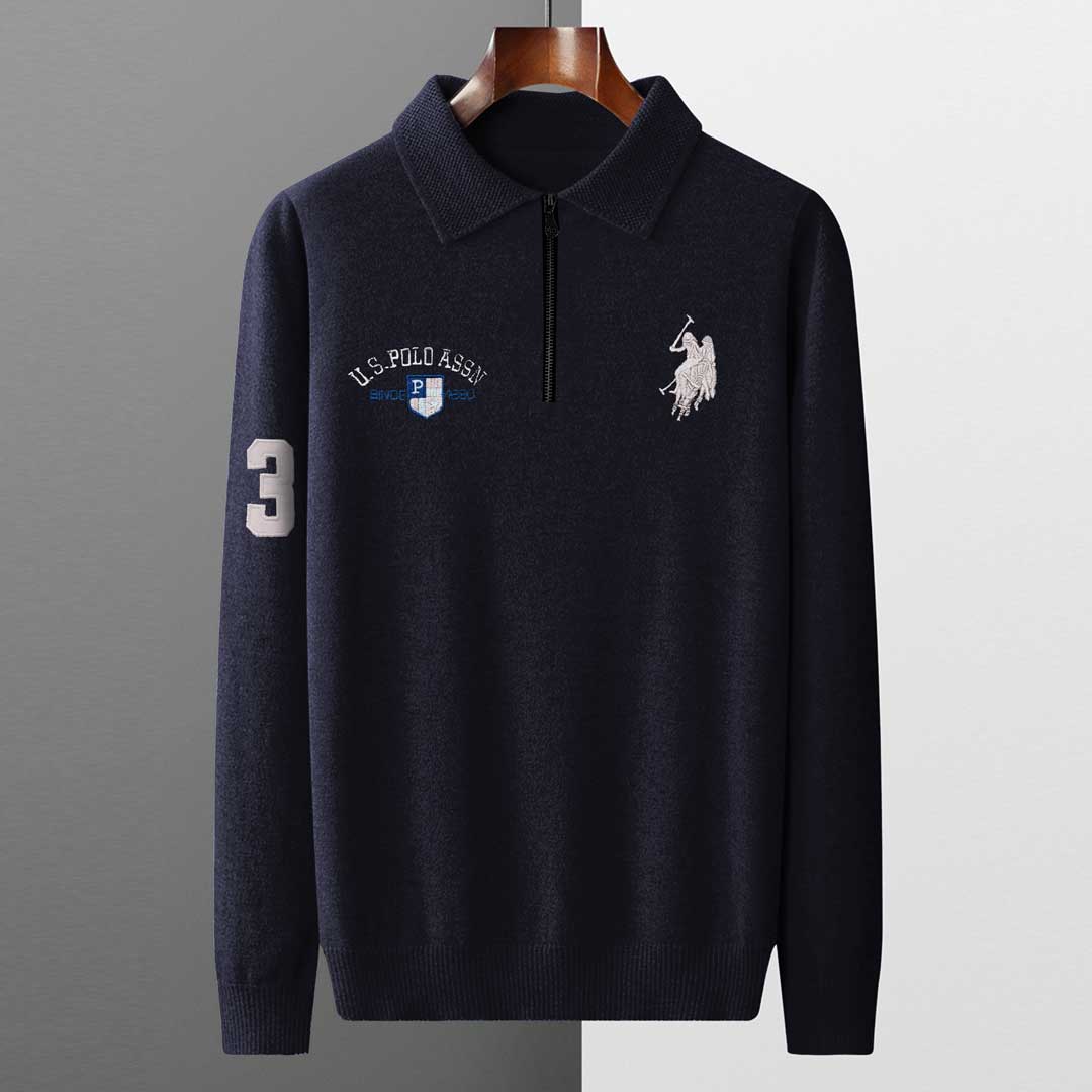 Long sleeve zip polo hotsell