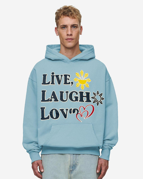 Jupiter Heavy Gsm Live & Laugh Puff Printed Oversized Hoodie