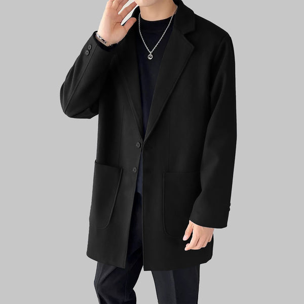 Imported Black Woolen Long Coat For Men