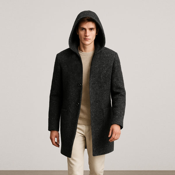 Imported Elegant Hoodie Woolen  Long Coat For Men