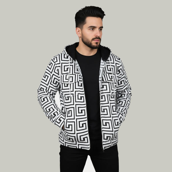 Gender Neutral All Over Printed Front Pockets Zipper Hoodie