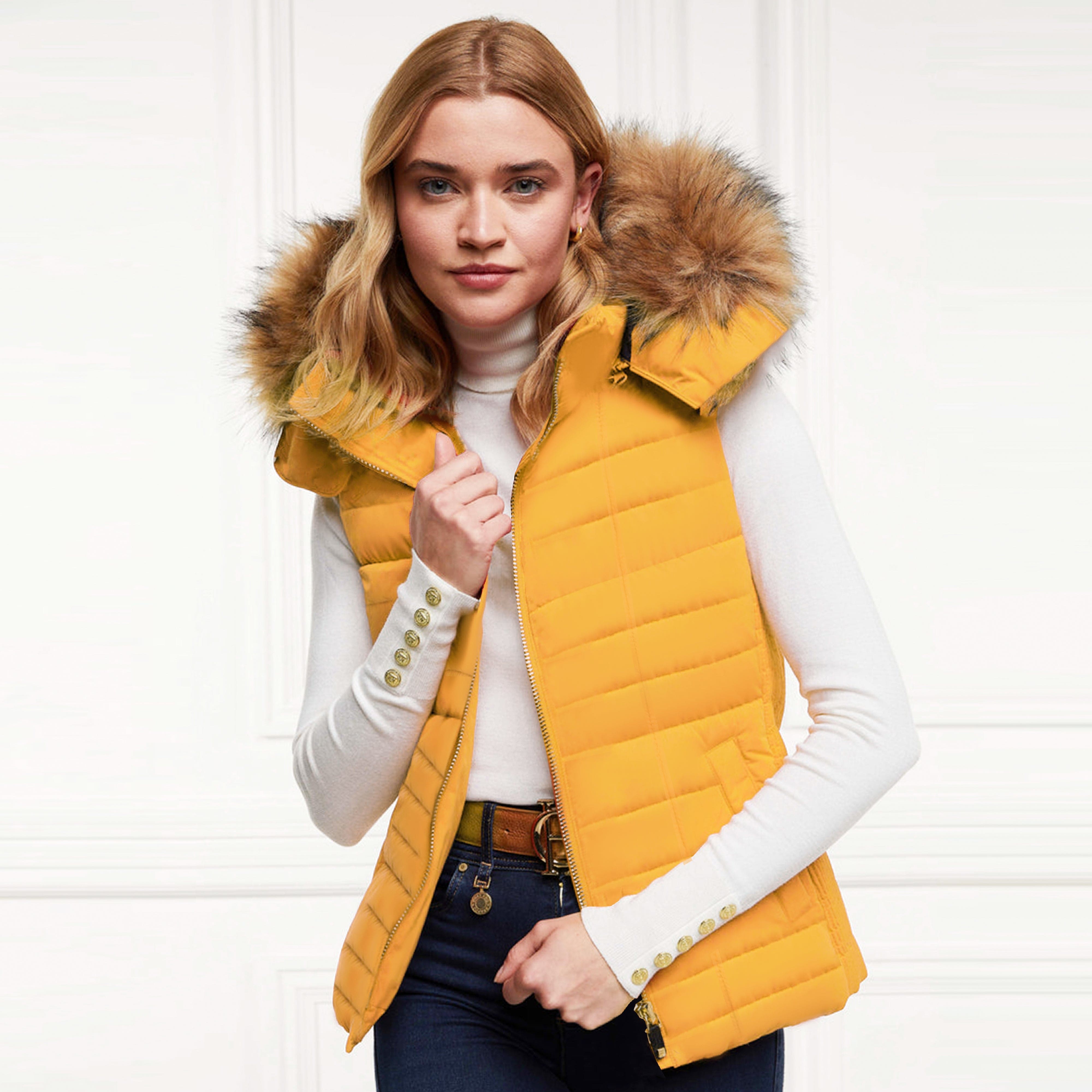 Imported Blonde Fur Hooded Women Gillet Deeds.pk