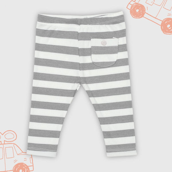 Baby Horizontal Stripe Front Pocket Comfy Grey Trouser