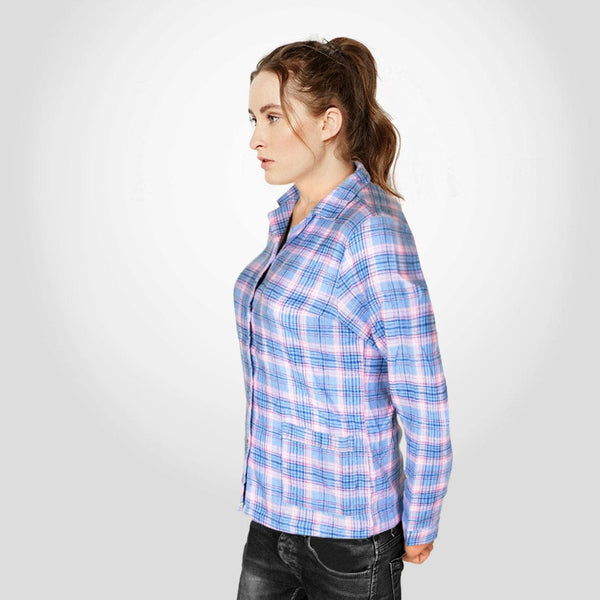 Women nightwear checkered blue Shirt