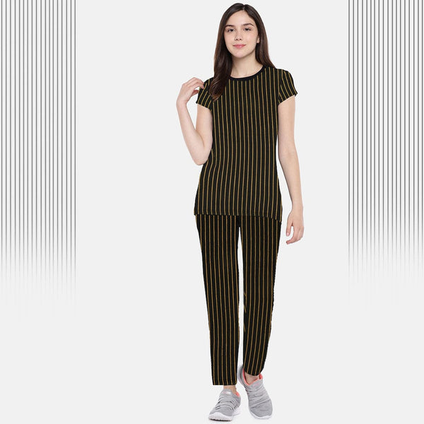 Funkys Printed Stripe Women Night Tracksuit (with minor fault)