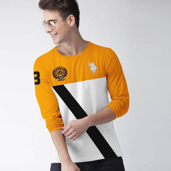 Colors Block Cross Panel Long Sleeves Tee ( With Minor Faults )