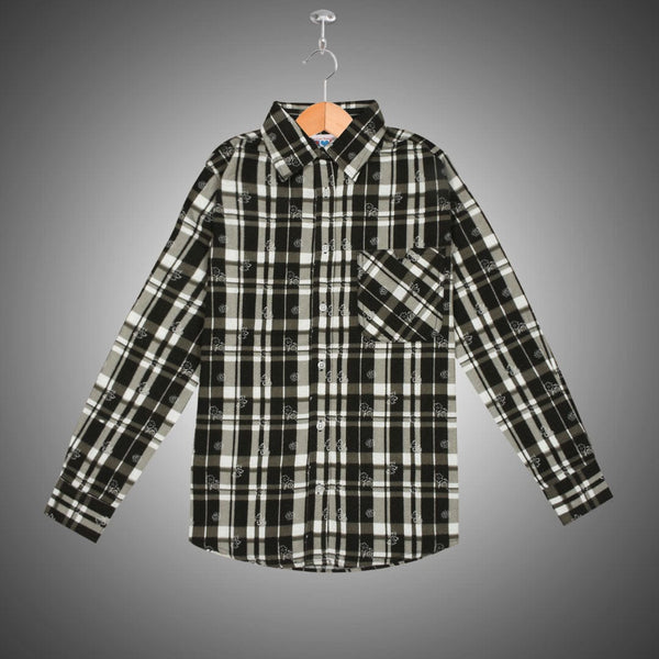 Women Flannel Black & Gray Checkered Daily Wear Shirt