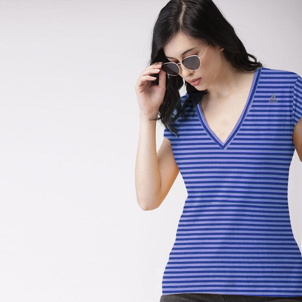 Women's Short Sleeve Horizontal Lining T-Shirt
