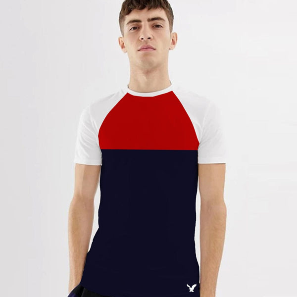 Color Block Raglan Sleeves  Red/Navy Tees