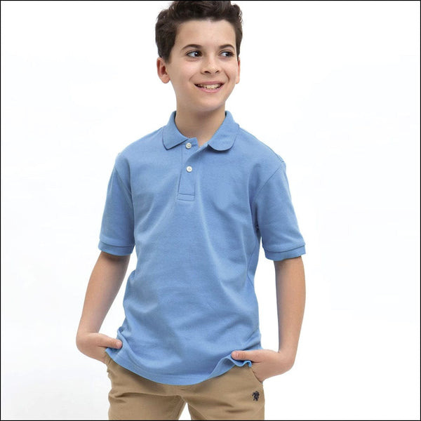 BOYS SKY BLUE PIQUE PLAIN POLO SHIRT WITH MINOR FAULT (6 YEARS TO 12 YEARS)