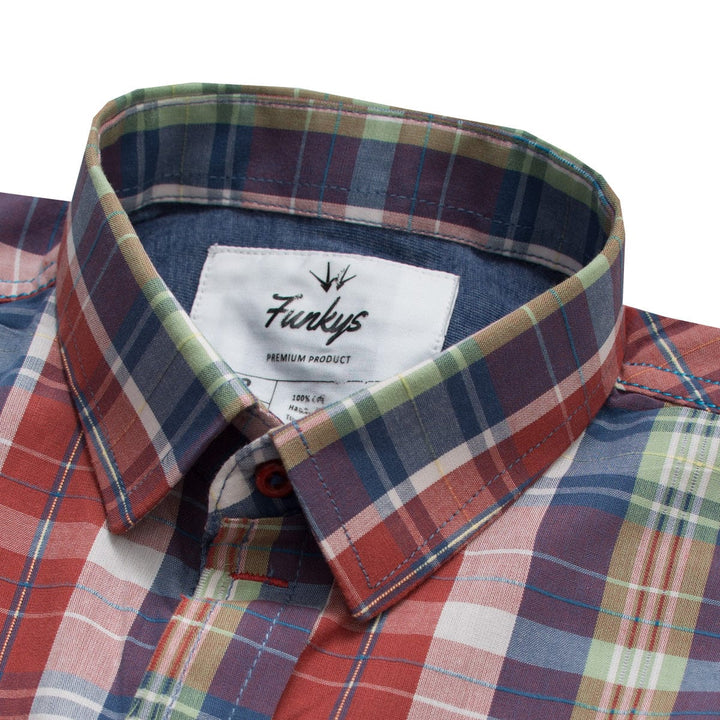 Funkys Boy's Coral Check Casual Shirt - Deeds.pk