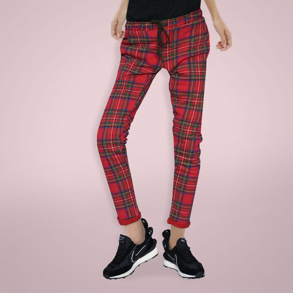 WOMEN CLASSIC CHECKED TERRY TROUSER