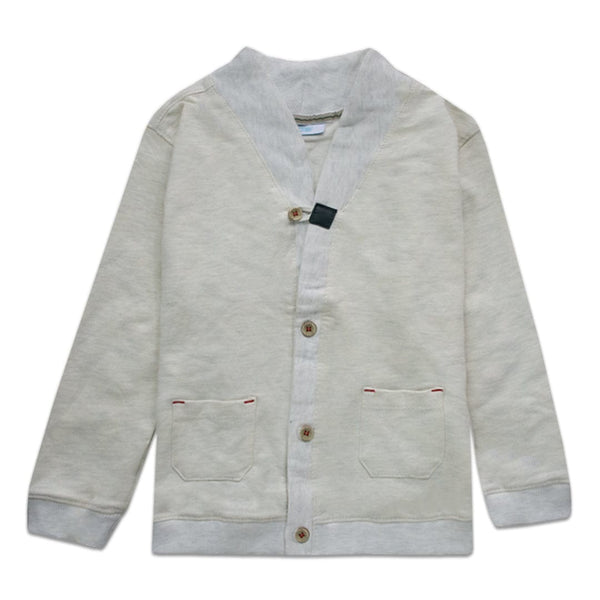 Kid's Off White Double Pocket Cardigan Sweater (12 Months to 4 Years)