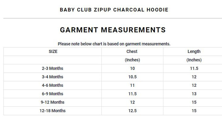 Baby Club Zipup Charcoal Hoodie ( 2 MONTHS TO 18 MONTHS ) - Deeds.pk