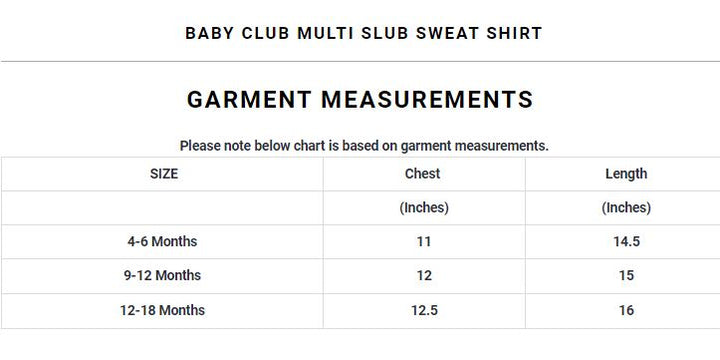 Baby Club Multi Slub Sweat Shirt ( 4 MONTHS TO 18 MONTHS ) - Deeds.pk