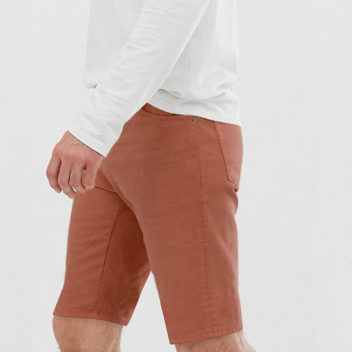 Carrot Red  Normal Rise Slim Shorts - Deeds.pk